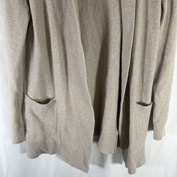 LOFT Cardigan Women's Small Beige Open Front Pockets Cotton Blend Soft - Picture 3 of 11